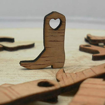 SUPVOX 100pcs Wood Cutouts for Wedding Cowboy Boots Miniature Crafts Decoration for Home Party Festival - WoodArtSupply