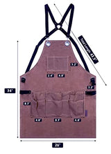 OPTIGRAM Waxed Canvas Durable Tool Apron, Heavy Duty Work Apron with 10 Pockets for Accessaries, Woodworking Work Shop Apron for Safty Protection OPTIGRAM
