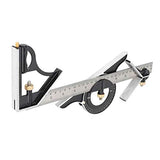 Stainless Steel T Square Ruler, Combination Square Set with Protractor, Stainless Steel Angle Ruler 0-180° Combination Tri Square 0.01 Protractor 125