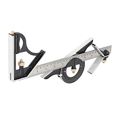 Stainless Steel T Square Ruler, Combination Square Set with Protractor, Stainless Steel Angle Ruler 0-180° Combination Tri Square 0.01 Protractor