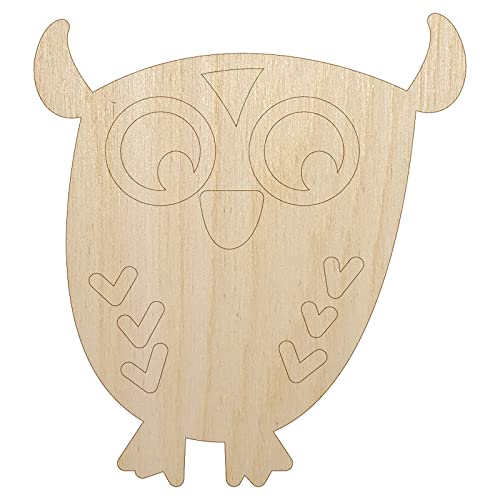 Wary Owl Unfinished Wood Shape Piece Cutout for DIY Craft Projects - 1/4 Inch Thick - 6.25 Inch Size Sniggle Sloth