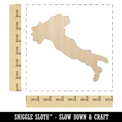 Italy Country Solid Unfinished Wood Shape Piece Cutout for DIY Craft Projects - 1/8 Inch Thick - 6.25 Inch Size Sniggle Sloth