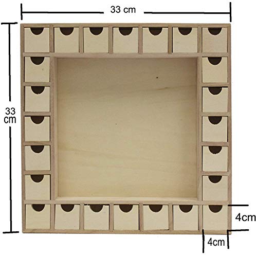 13 Inch Christmas Advent Calendar Shadow Box - Pre Assembled with Removable Drawers - Unfinished Wood Ready to Decorate and Personalize - For DIY, - WoodArtSupply