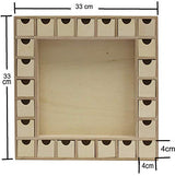 13 Inch Christmas Advent Calendar Shadow Box - Pre Assembled with Removable Drawers - Unfinished Wood Ready to Decorate and Personalize - For DIY, Creative Hobbies
