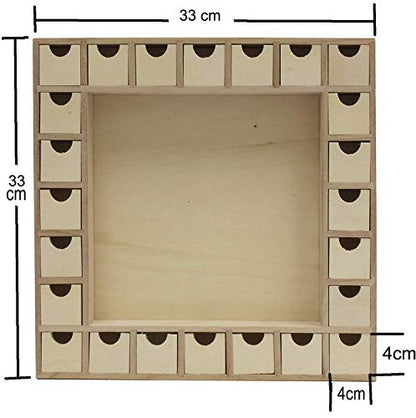 13 Inch Christmas Advent Calendar Shadow Box - Pre Assembled with Removable Drawers - Unfinished Wood Ready to Decorate and Personalize - For DIY, - WoodArtSupply