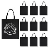 OKBA 10 PCS Tote bag,black canvas bags bulk, scrawl shopping bag，blank canvas tote bags for DIY craft and decorative craft 12.2 * 14.2 inches(31 * OKBA