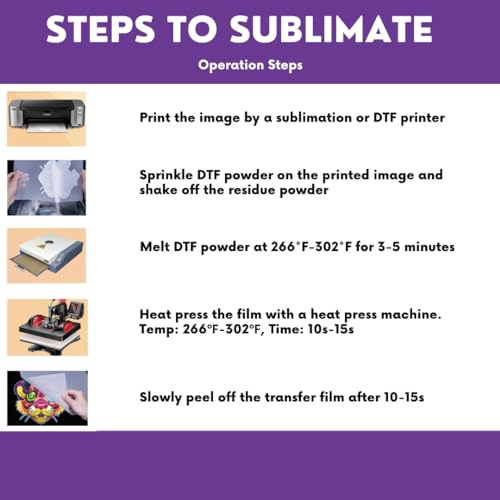CenDale DTF Transfer Film and Powder Kit - 30 Sheets A4 DTF Film for Sublimation, 14oz White Medium DTF Powder, Direct-to-Film Transfer for Any
