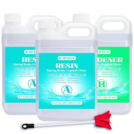 Deep Pour Epoxy Resin 4.5 Gallon 2-4" Inch Pour Depth Low Viscosity Crystal Clear & High Gloss, Bubble-Free Casting 2:1 Mix Ratio Resin Kit for Wood Kapaga