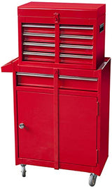 BIG RED ATBT1204R-RED Detachable 4 Drawer Tool Chest with Large Storage Cabinet and Adjustable Shelf, 11" x 20.3" x 40.4" BIG RED