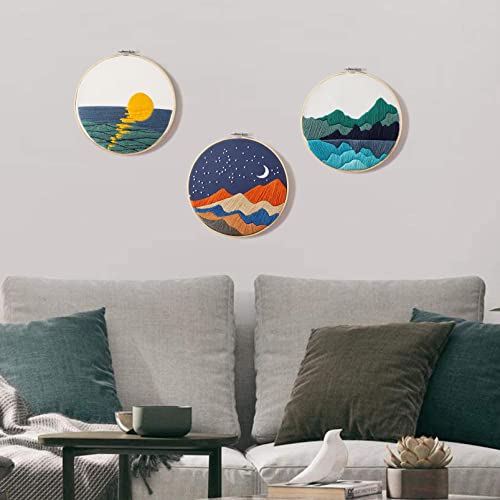 Embroidery Kits for Beginners Adults, Stamped Cross Stitch kits for Adult Beginners Embroidery Starter Kit with Pattern, 3 Embroidery Hoop and Armindou