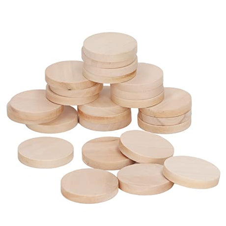 50Pcs Wood Slices 30mm/1.2inch Unfinished Round Wooden Discs Wooden Circle Wooden Tag Wood Blank for Painting Coloring DIY HERCHR