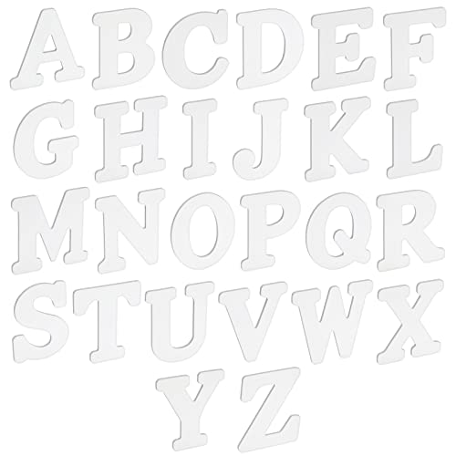26 Pieces Big Wooden Letters for Craft Projects, 6-Inch Wood Alphabet ABCs for Wall Decorations, 1/4-Inch Thick (White)