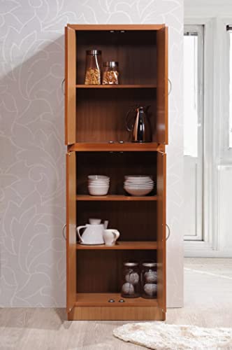 Hodedah 4 Door Kitchen Pantry with Four Shelves, Cherry Hodedah