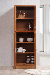 Hodedah 4 Door Kitchen Pantry with Four Shelves, Cherry Hodedah
