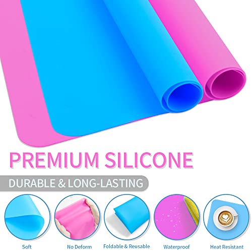 Silicone Mat, Silicone Mats for Crafts, Silicone Craft Mat, 2 Pack 15.7" x 11.8", Large Silicone Mat, Silicone Sheet, Silicone Mats for Resin KQNBI