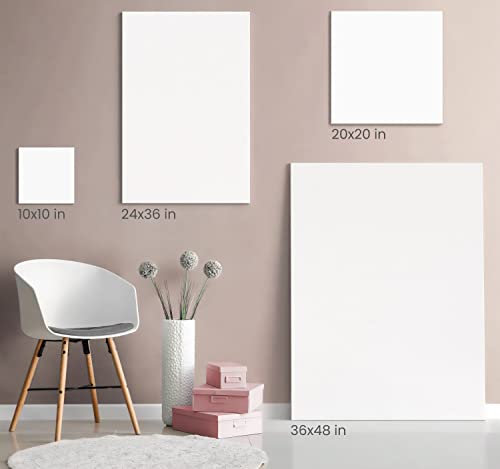 ARTEZA Canvases for Painting, 10 x 10 Inches, Pack of 8, Stretched Canvas, 100% Cotton Primed Blank Paint Canvas, Square Canvas Boards for Acrylic, ARTEZA