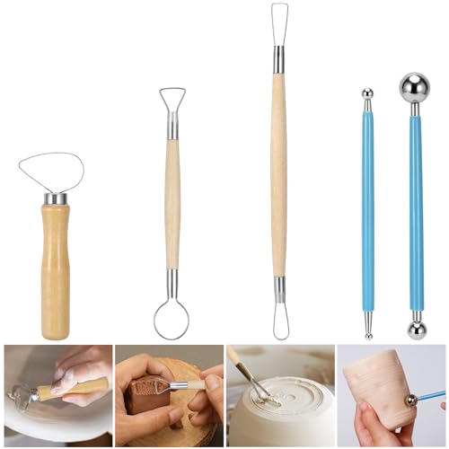 Blisstime Clay Tools 21 PCS, Pottery Tool Kit Dotting Tools Polymer Clay Tools, Ceramics Tools with Wooden Handle Pottery Tool Bag - WoodArtSupply