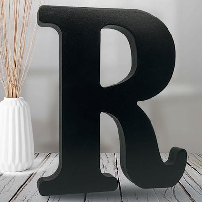 AOCEAN 8 inch Black Wood Letters Unfinished Wood Letters for Halloween Decorative Standing Letters Slices Sign Board Decoration for Craft Home Party