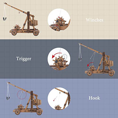 Toystub 3D Wooden Trebuchet Puzzle Kit for Adults - Build and Display Your Own Mini Catapult - WoodArtSupply