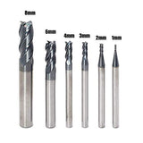 OSCARBIDE Carbide End Mill Set for Steel 4 Flutes CNC Spiral Router Bits 6 Pieces,Square CNC Spiral Router Bits Carbide Dia（1 2 3 4 6 8mm) Tian OSCARBIDE