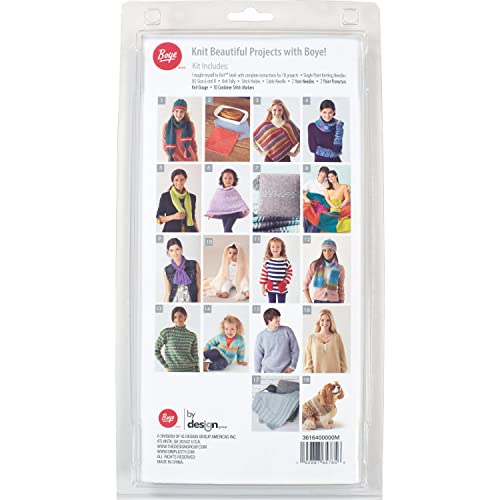 Boye 3616400000M Learn to Knit Kit for Beginners, Makes 18 Projects, 21pcs Boye