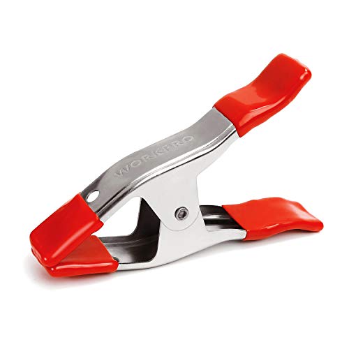 WORKPRO 8-pack Spring Clamps for Woodworking, 6-19/64 inch Large Steel Clamp Set, 2 inch Jaw opening, Nickel-plated, Heavy Duty Clips for Backdrops WORKPRO