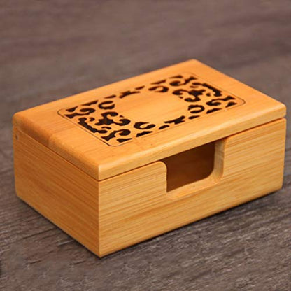 Amosfun Business Card Holder Organizer Wood Business Card Box Business Cards File Storage Holders - WoodArtSupply