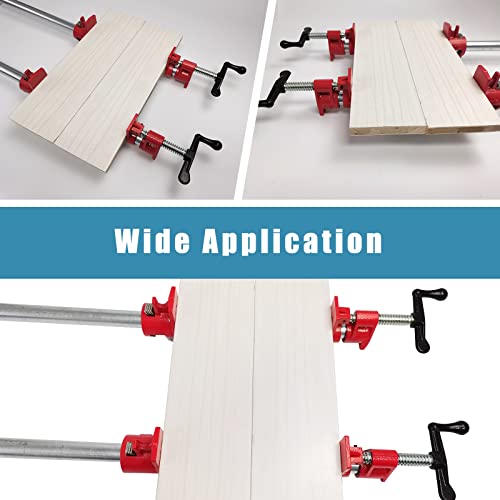 FLKQC 3/4" Wood Gluing Pipe Clamp Set with Unique Foot Design Red Heavy Duty Bar Clamps Cast Iron Quick Release Pipe Clamp Tools for Woodworking (8) FLKQC