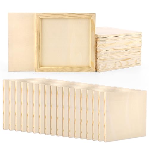 36pcs Unfinished Wood Canvas, 8x8 Inch Multipurpose Blank Wood Canvas Boards Pine Wood Panels Wood Canvases for Painting Drawing Craft DIY Art