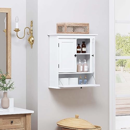 Spirich Bathroom Cabinet Wall Mounted, Small Bathroom Wall Cabinet Over Toilet, Medicine Cabinet Organizer with Doors and Adjustable Shelf, White - WoodArtSupply