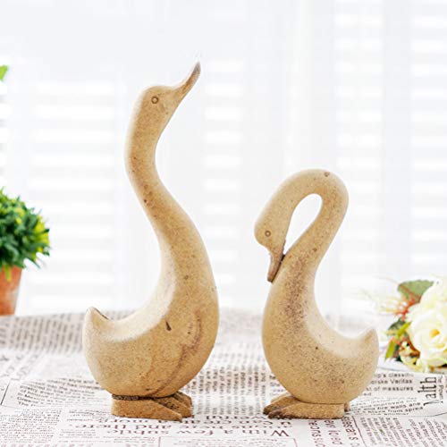 EXCEART 1 Pair Unfinished Wood Animal Ornaments Blank Wood Goose Peg Doll Figure Cutout Table Statue Model Desktop Centerpiece for Kids DIY Painting EXCEART