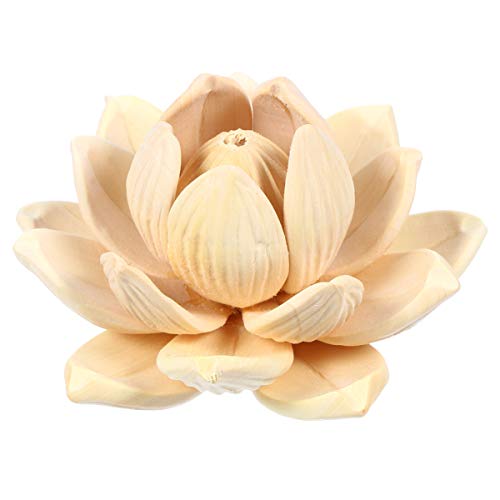 VOSAREA Wood Lotus Flower Figurine Ornament Unfinished Wooden Wall Sculpture Cake Topper Desktop Adornment for DIY Craft Indoor Home Tabletop Decor VOSAREA