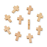 KISSITTY 50Pcs 7/8" x 5/9" Natural Unfinished Wood Cross Pendants Beads 22x14mm for Crafts & DIY Jewelry Projects KISSITTY