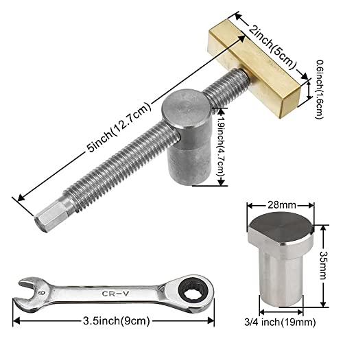 2 Pack Bench Dog Clamp Dog Hole Clamp with 4 Pack Bench Dogs Woodworking 3/4 Inch Adjustable Workbench Stop Stainless Steel Brass (19mm) DDWT