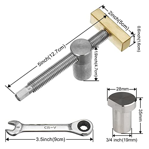 2 Pack Bench Dog Clamp Dog Hole Clamp with 4 Pack Bench Dogs Woodworking 3/4 Inch Adjustable Workbench Stop Stainless Steel Brass (19mm) - WoodArtSupply