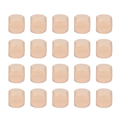 Milisten 20pcs Wooden Cubes Crafts Blank Dice Set Six Sides Wood Square Blocks for Puzzle Making Crafts and DIY (25mm)
