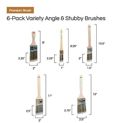 Vermeer Paint Brushes 5-Pack Angle Brushes in Assorted Sizes for All Latex and Oil Paints & Stains - Home Improvement - Interior & Exterior Use - WoodArtSupply