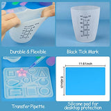 Silicone Measuring Cups Tool Kit for Resin, Non-Stick Black Number 250& 100ml Epoxy Mixing Cups, Reusable Resin Supplies with Silicone Mat, Stir Creahaus