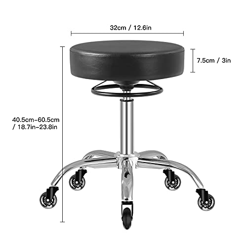 Mineloff Rolling Stool with Wheels 400lbs Weight Capacity,Heavy Duty Lash Chair Adjustable for Tatoo Lab Massage Salon Spa Drafting Nail Teach,360 Mineloff