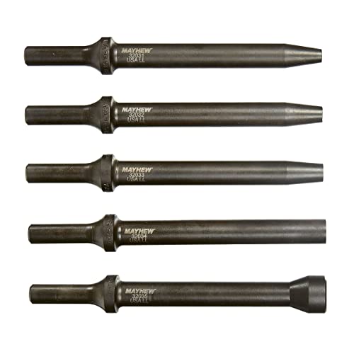 Mayhew Tools 32030 Pneumatic Round Head Riveter Set, Black Oxide Finish, 5-Piece Mayhew Tools