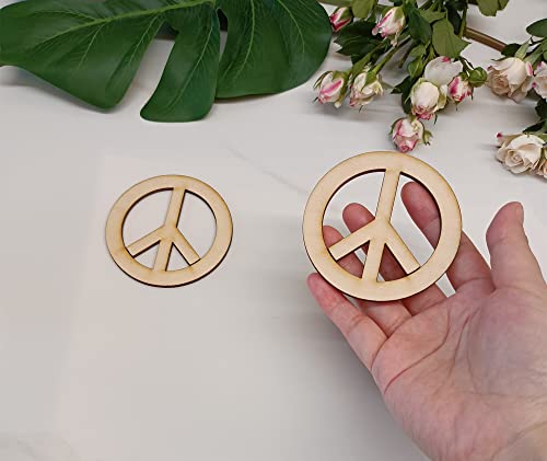 30pcs of Wood Peace Signs for Crafts,Unfinished Wood,Cutout Shapes,Wooden Cutouts,Peace Sign Cutouts (2'') RUIXUAN