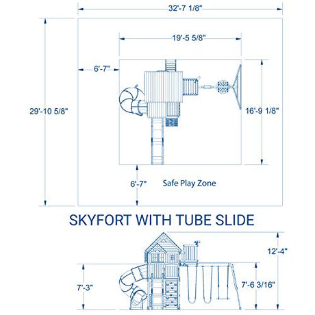 Backyard Discovery Skyfort All Cedar Swing Set, Elevated Covered Wood Roof Clubhouse with Bay Windows, 2 Belt Swings, Web Swing, 10ft Wave Slide, 5 Backyard Discovery