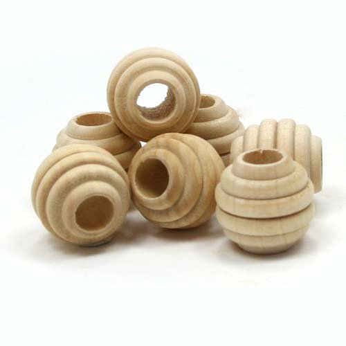 Mylittlewoodshop - Pkg of 12 - Bead Round Beehive - 5/8 inches in Diameter with 3/16 Hole Unfinished Wood(WW-BE6010-12) Unique Wood Shapes