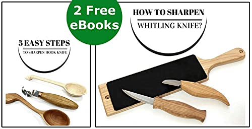 BeaverCraft S13 Wood Carving Tools Set for Spoon Carving 3 Knives in Tools Roll Leather Strop and Polishing Compound Hook Sloyd Detail Knife