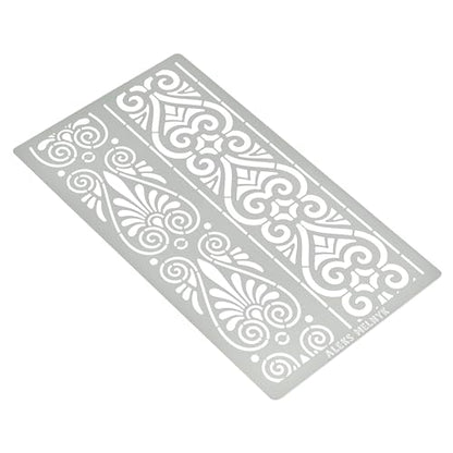 Aleks Melnyk No.326 Metal Stencil, Ancient Greek and Roman Ornament Design, Palmette Motif, Border, Patterns, Small Stencil, 1 PC, Template for Wood - WoodArtSupply