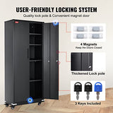 VEVOR Metal Storage Cabinet with Wheels, 75'' Locking Steel Storage Cabinet with 2 Magnetic Doors and 4 Adjustable Shelves for Office, Garage, Home VEVOR