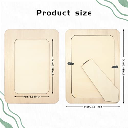 RYKOMO 6 PCS DIY Wood Picture Frames Unfinished Solid Wood Photo Picture Frames for 4 x 6 in Photos, Standing Wooden Photo Frames for Crafts Wood,