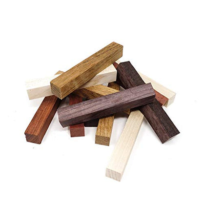 Exotic Wood Pen Blanks 24-Pack: Bloodwood, Mexican Ebony, Jatoba, Hard Maple, 6 of Each Wood Type, 5 x 3/4 x 3/4 inches