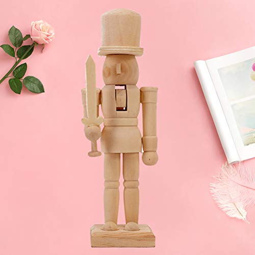 VOSAREA Christmas Wooden Nutcracker Wooden Unfinished Walnut Soldier DIY Blank Unpainted Nutcracker Puppet for Christmas DIY Crafts VOSAREA