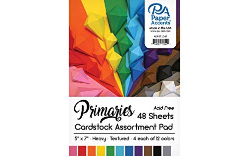 Cardstock Pad 5x7 48pc Primary Assortment Accent Design Paper Accents